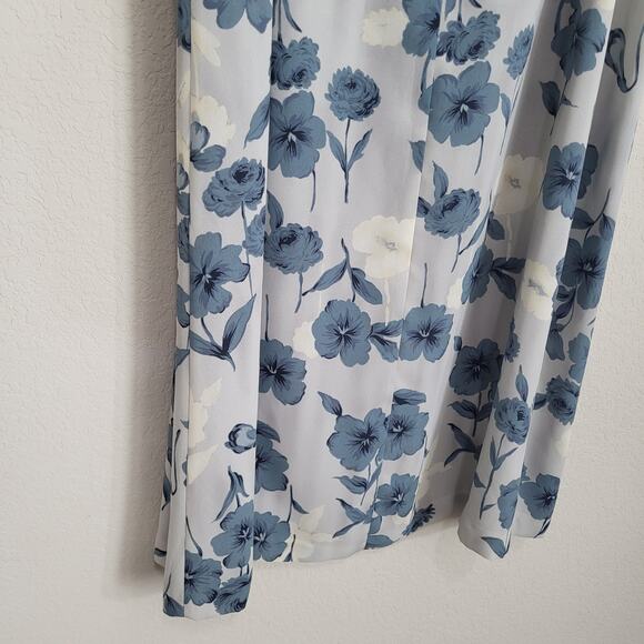 Chaus Floral Midi Skirt Womens XL 32 waist Blue Lined Vintage 90s Casual Dressy - Picture 12 of 12